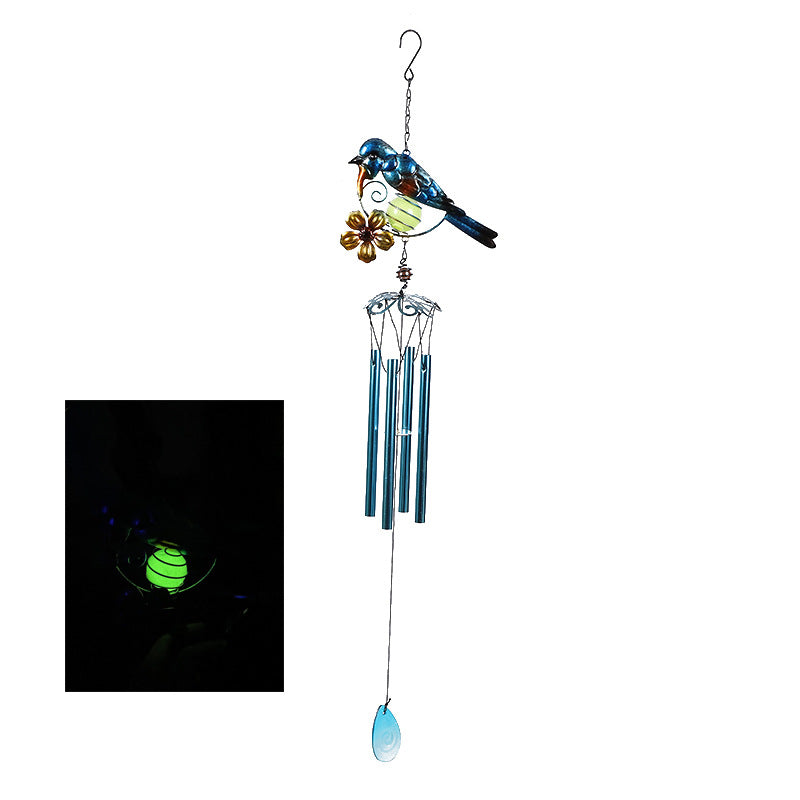 Wholesale Luminous bird wind chime fluorescent ultraviolet luminous ball metal bell pendant